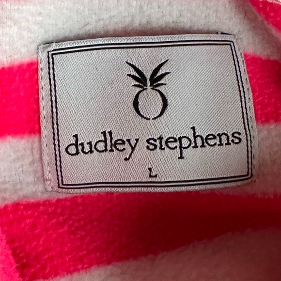 Dudley Stephens Park Slope Fleece Pullover Pink White Stripes Large Turtleneck - Picture 5 of 9
